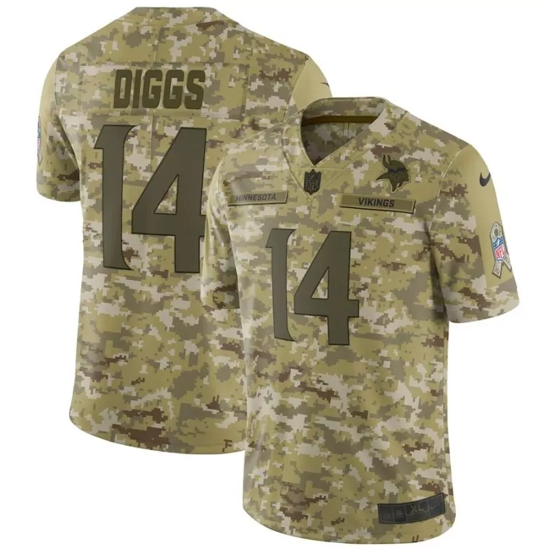 Stefon Diggs 14 Minnesota Vikings Jersey Camouflage Salute To Service Men Custom Design