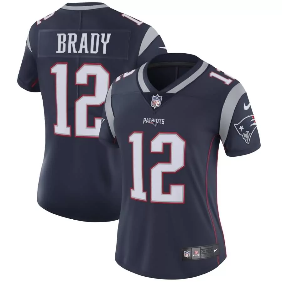 Tom Brady 12 New England Patriots Jersey Navy Blue Men Silver Red Vapor Limited