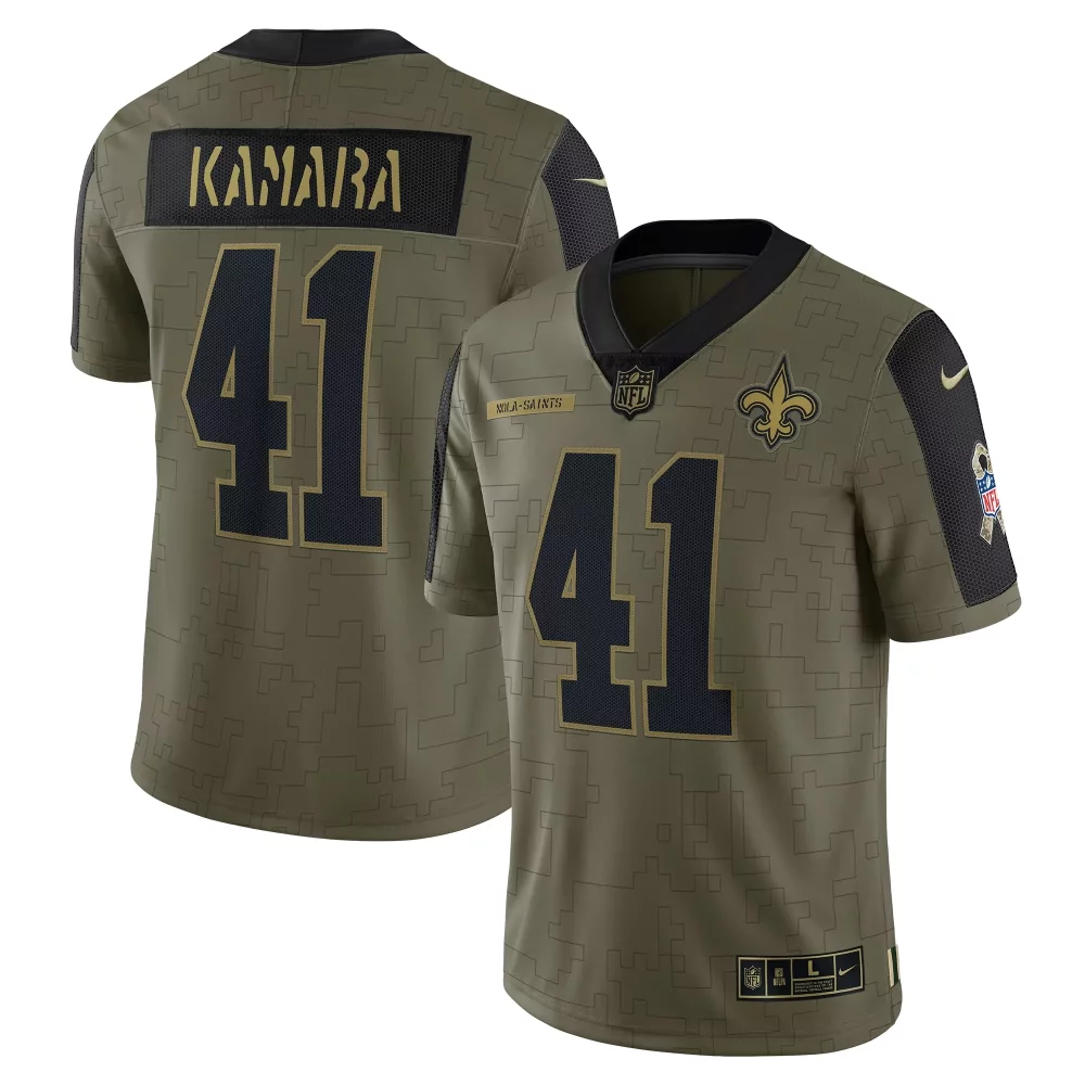 Alvin Kamara 41 Jersey Olive Drab New Orleans Saints Players Association Men NFL