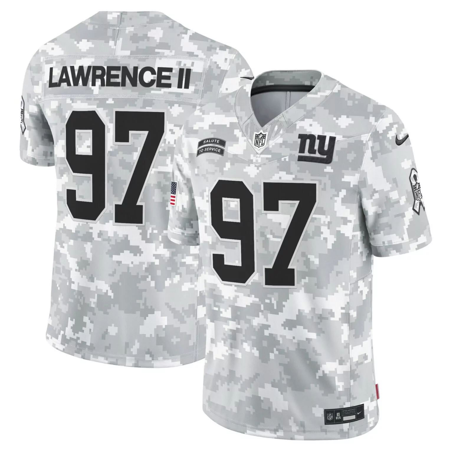 Dexter Lawrence 97 Jersey Gray Salute To Service New York Giants American Flag Men
