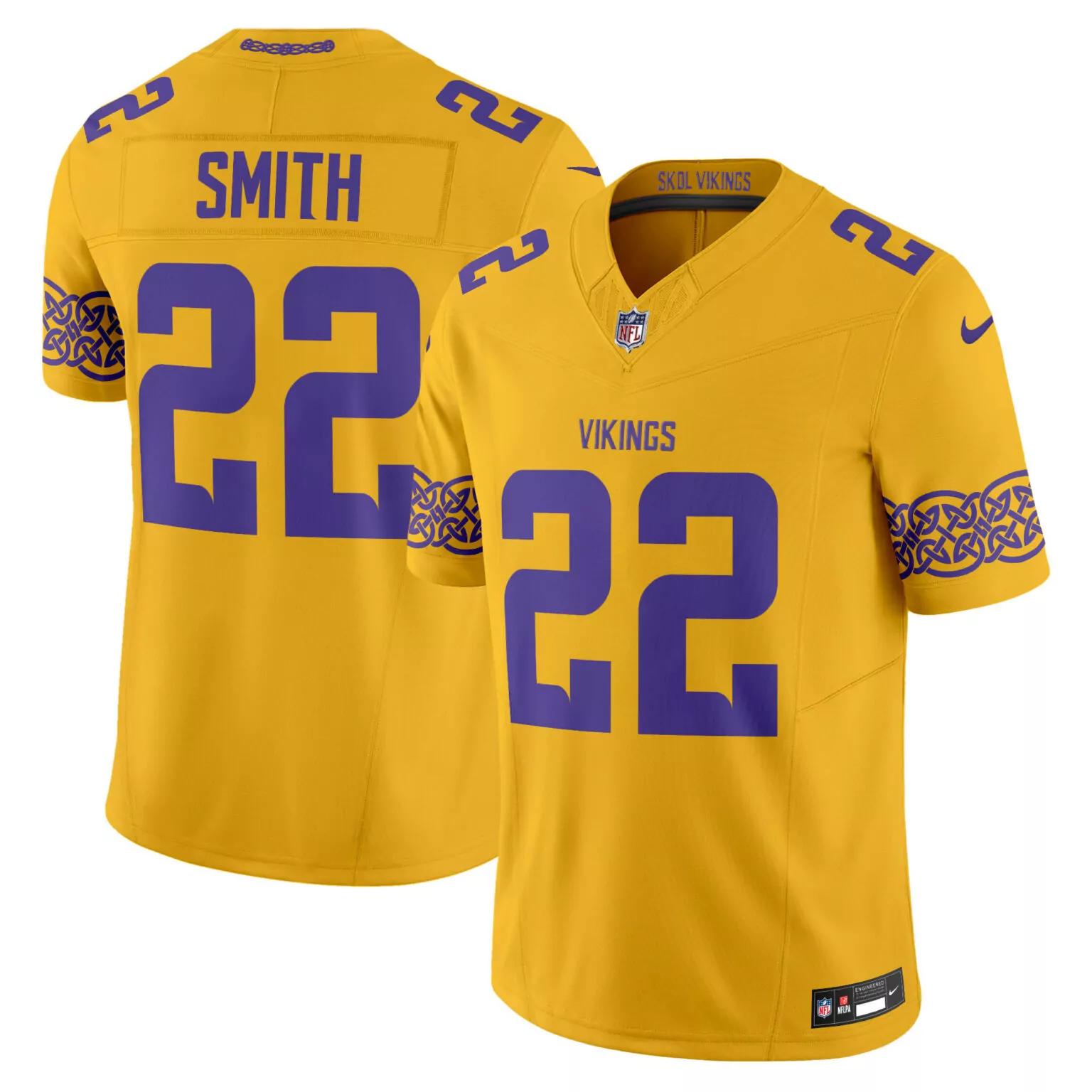 Harrison Smith 22 Vikings Jersey Gold Skol Men Player Purple All Stitched