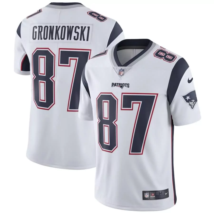 Rob Gronkowski 87 Patriots Jersey White Men Player Navy Blue Red Vapor Limited