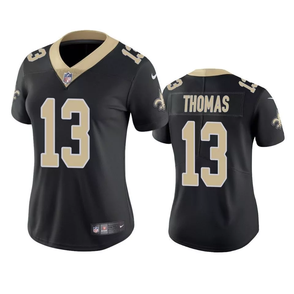 Michael Thomas 13 Jersey Black New Orleans Saints Women Player Gold Vapor Limited