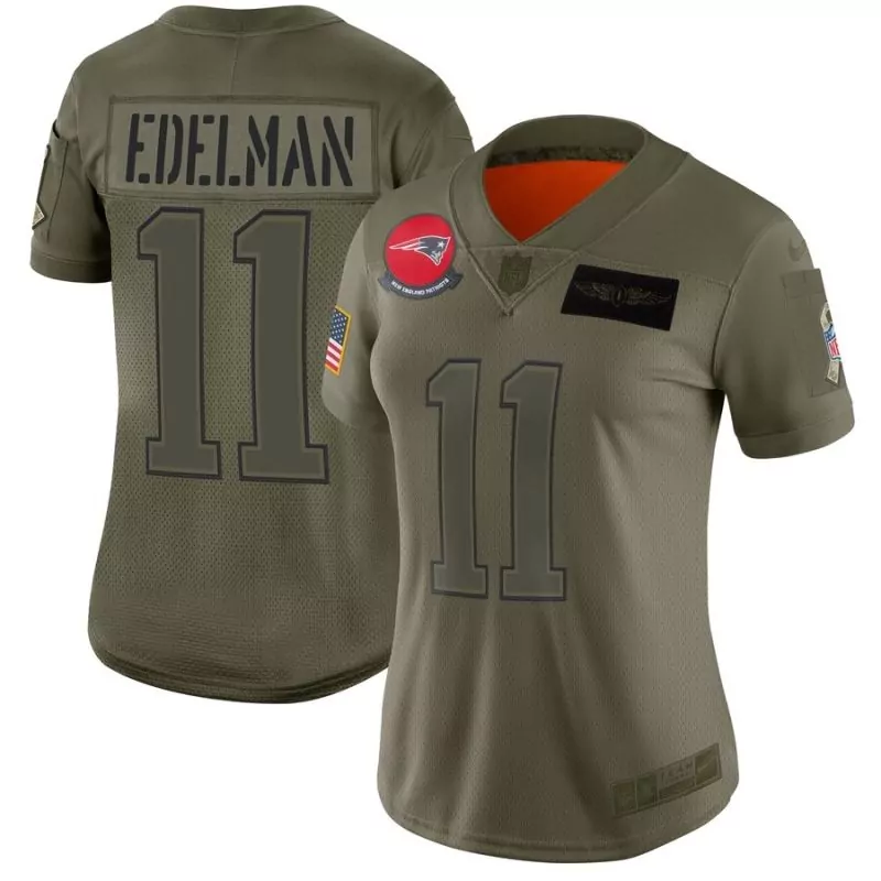 Julian Edelman 11 Jersey Olive Drab Salute To Service New England Patriots Us Flag