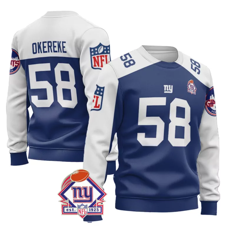 Bobby Okereke 58 New York Giants Jersey Blue NY Men White Vapor Limited Alternate