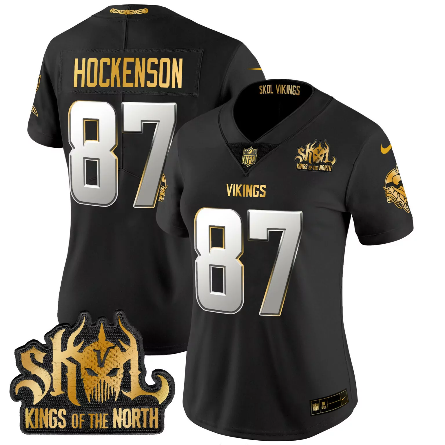 T.j. Hockenson 87 Vikings Jersey Black Kings Of The North Skol 2023 Men Player Alternate