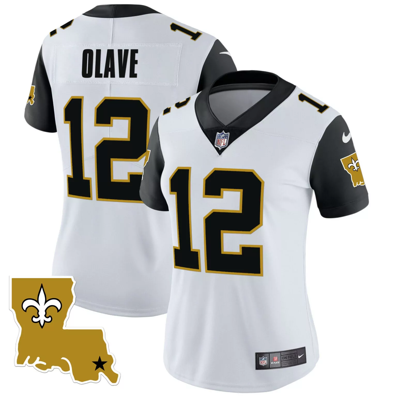 Chris Olave 12 New Orleans Saints Jersey White Louisiana Outline Players Association