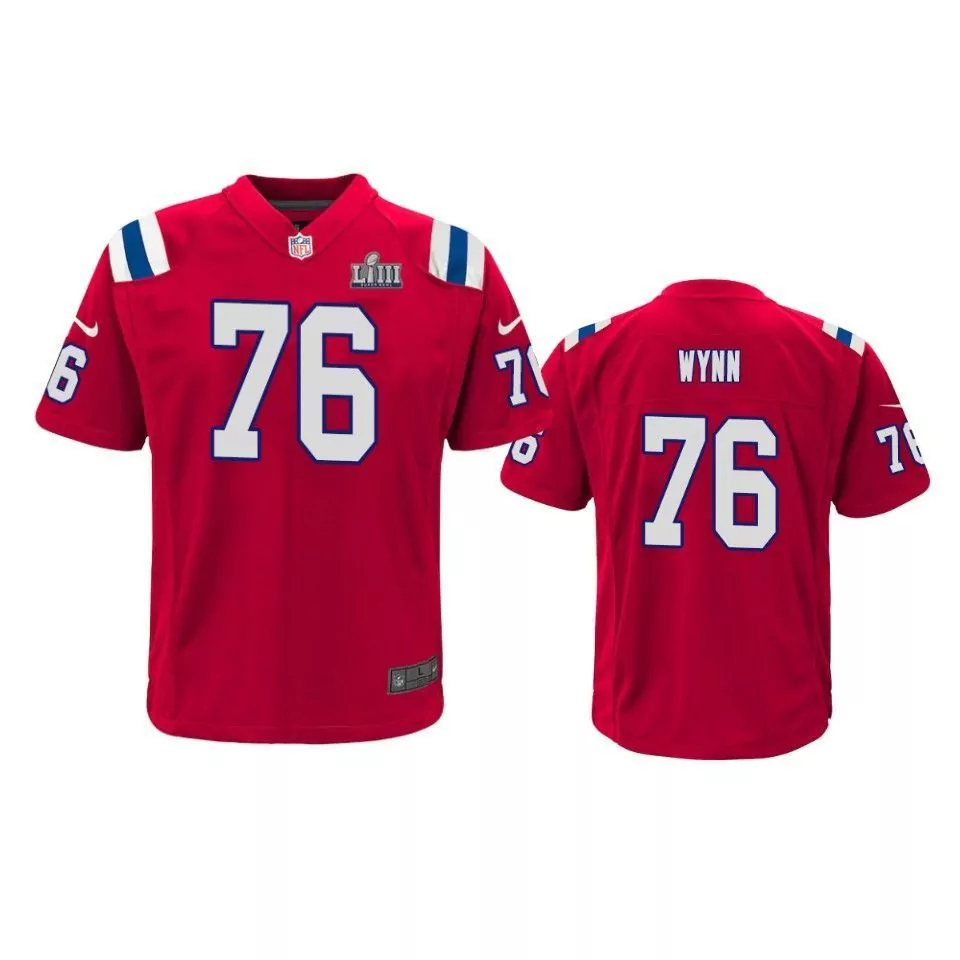 Isaiah Wynn 76 Jersey Red New England Patriots Super Bowl Liii Men White Blue Game