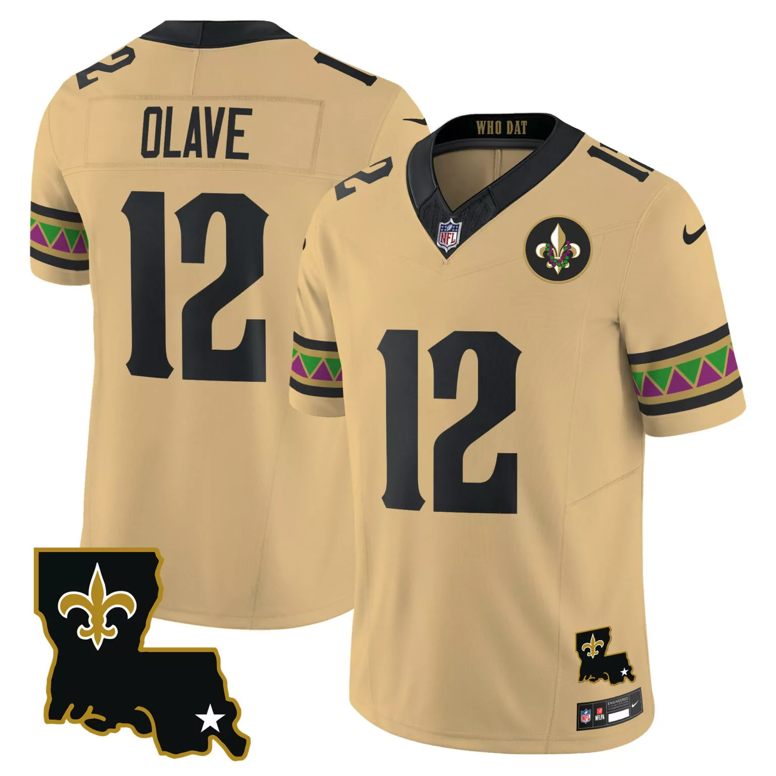 Chris Olave 12 New Orleans Saints Jersey Tan City Connect Men Alternate Split Design
