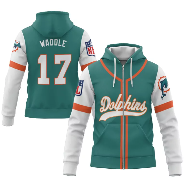 Jaylen Waddle 17 Miami Dolphins Jersey Teal Men Hoodie White Orange Throwback Alternate