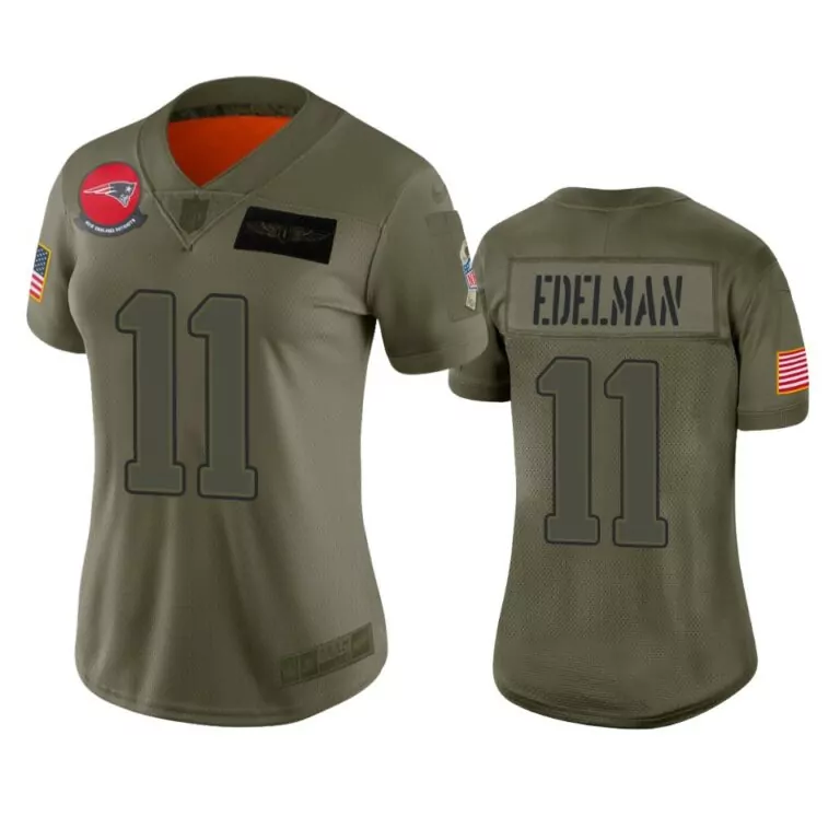 Julian Edelman 11 Jersey Olive Green Salute To Service New England Patriots American Flag
