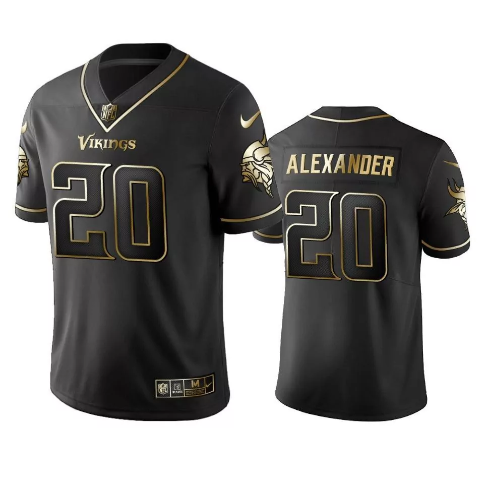 Mackensie Alexander 20 Vikings Jersey Black Men Gold Vapor Limited