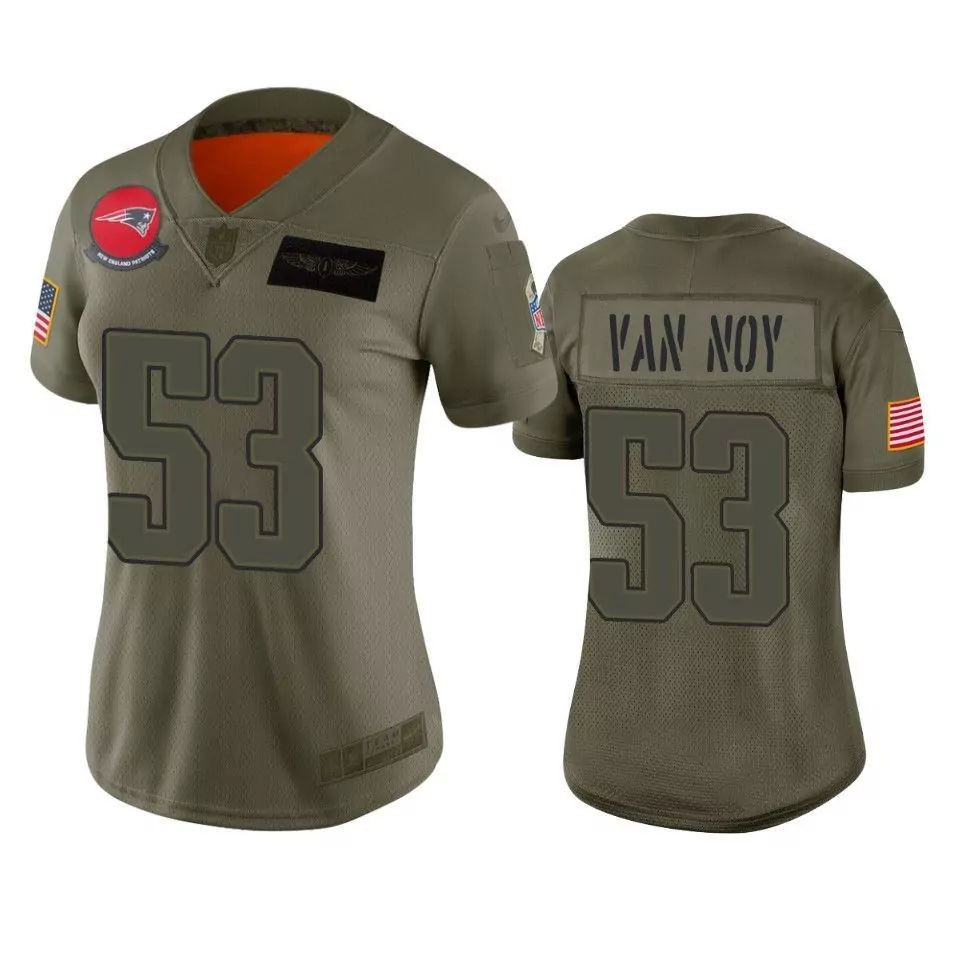 Kyle Van 53 New England Patriots Jersey Olive Green Salute To Service Us Flag Men