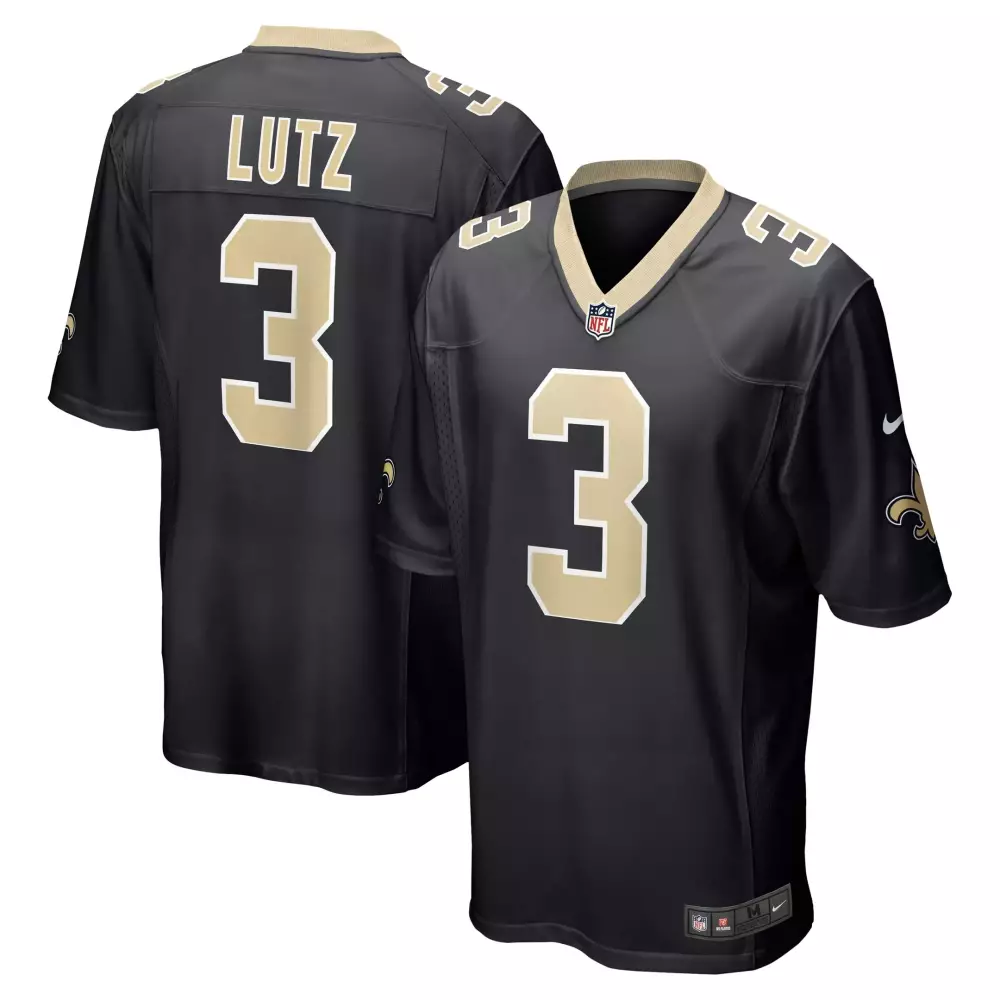 Wil Lutz 3 New Orleans Saints Jersey Black Men Replica Gold Game