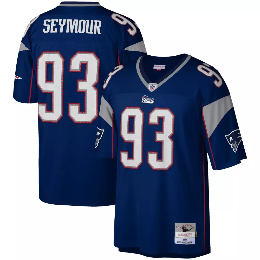 Richard Seymour 93 Jersey Blue Mitchell & Ness New England Patriots Men Throwback