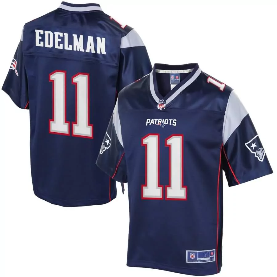 Julian Edelman 11 Patriots Jersey Navy Men Game Silver Red Pro