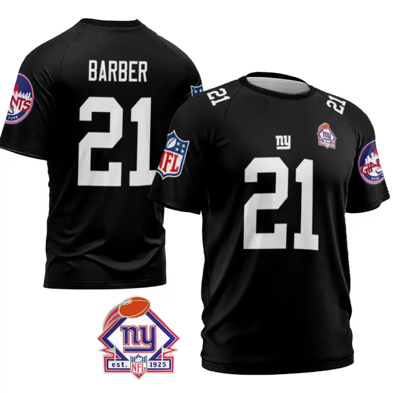 Tiki Barber 21 New York Giants Jersey Black Men White Vapor Limited
