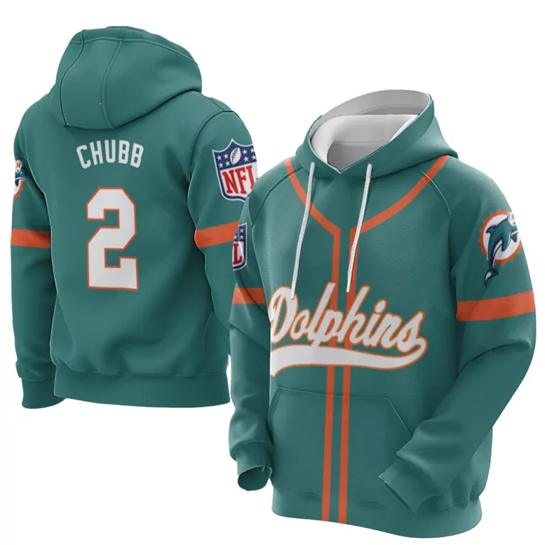 Chubb 2 Dolphins Jersey Teal Men Hoodie Orange White Throwback