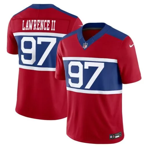Dexter Lawrence 97 Jersey Red New York Giants Men Split Design Blue White Alternate