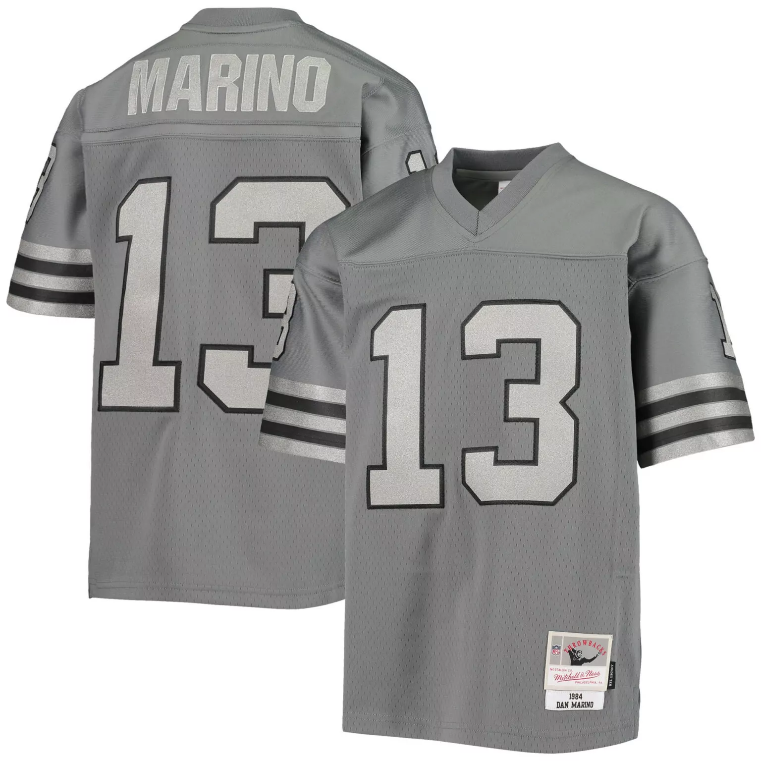 Dan Marino 13 Miami Dolphins Jersey Gray 1984 Men Throwback Silver Black Retired
