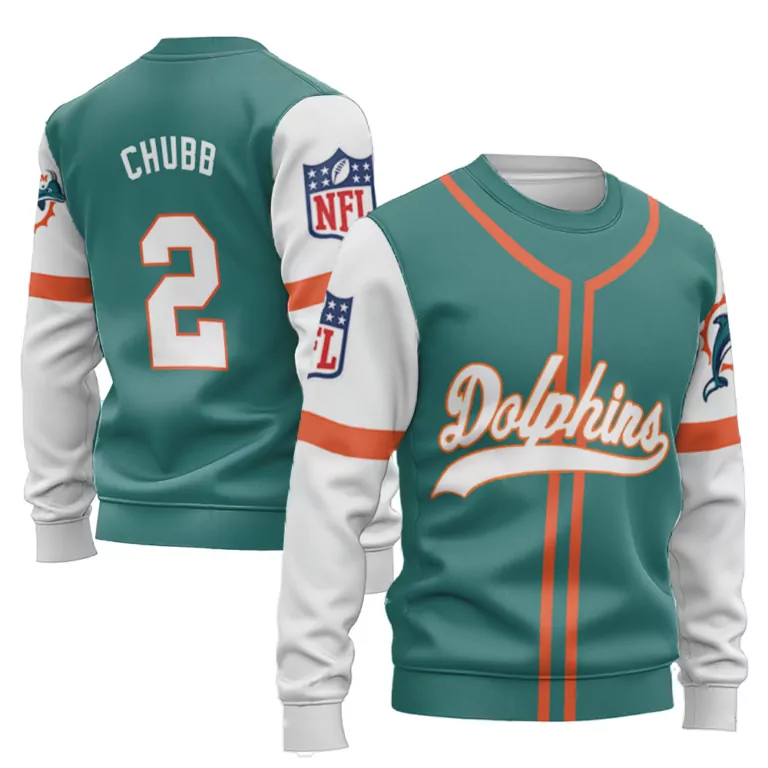Chubb 2 Dolphins Jersey Teal Sweatshirt White Orange Throwback Alternate