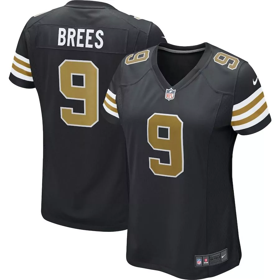 Drew Brees 9 New Orleans Saints Jersey Black Women Replica Gold White Alternate Game