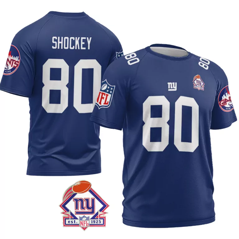Jeremy Shockey 80 New York Giants Jersey Blue NY Men White Vapor Limited