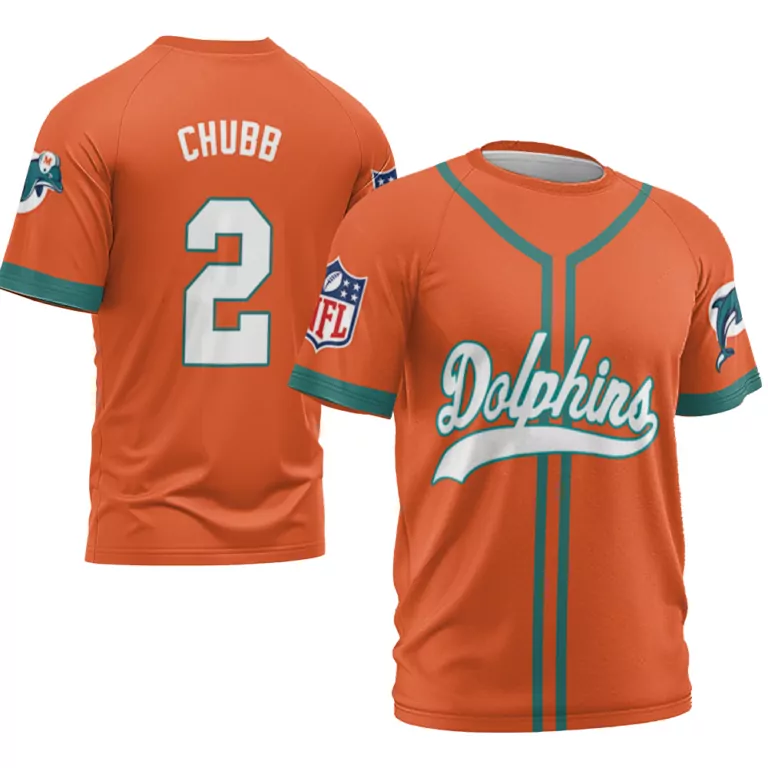 Chubb 2 Dolphins Jersey Orange Teal Throwback
