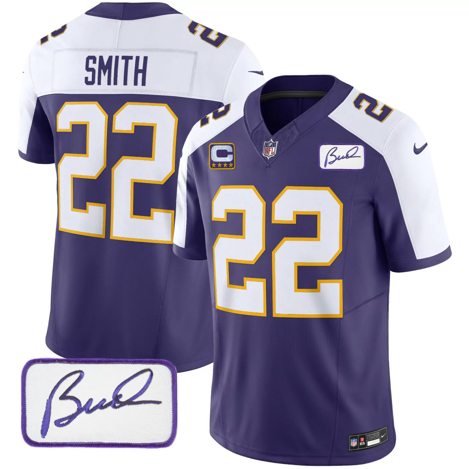 Harrison Smith 22 Jersey Purple Minnesota Vikings Captain Stars Player Signature