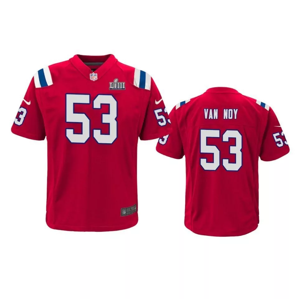 Kyle Van 53 Patriots Jersey Red Super Bowl Liii Men Fitted Blue White Game