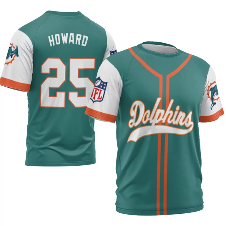 Howard 25 Miami Dolphins Jersey Teal Men Orange White Throwback Alternate