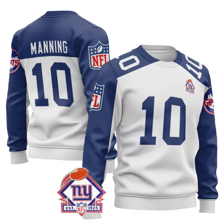 Eli Manning 10 New York Giants Jersey Blue NFL NY 1925 Men Alternate White Vapor