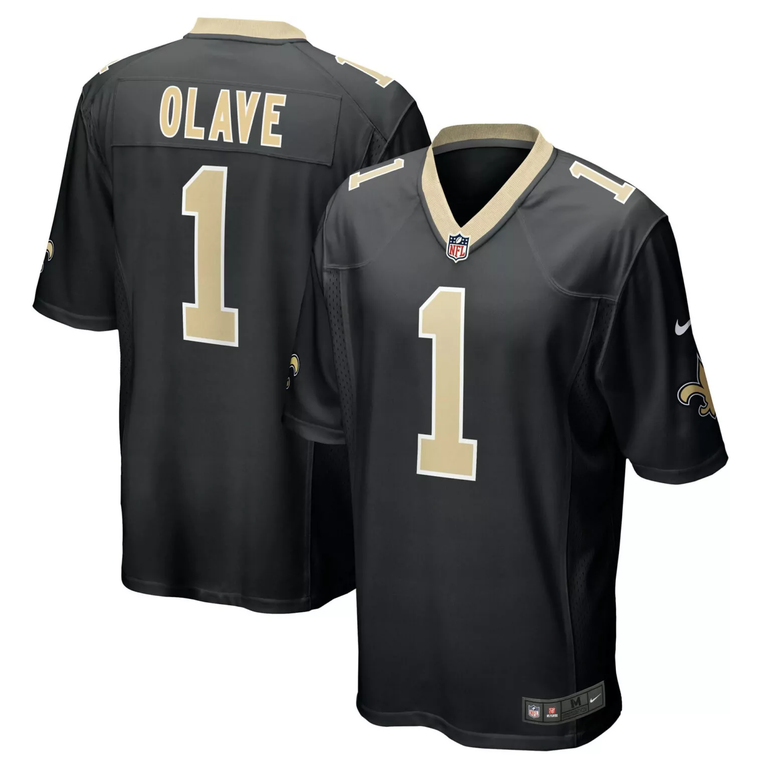 Chris Olave 1 New Orleans Saints Jersey Black Men Replica Gold Game