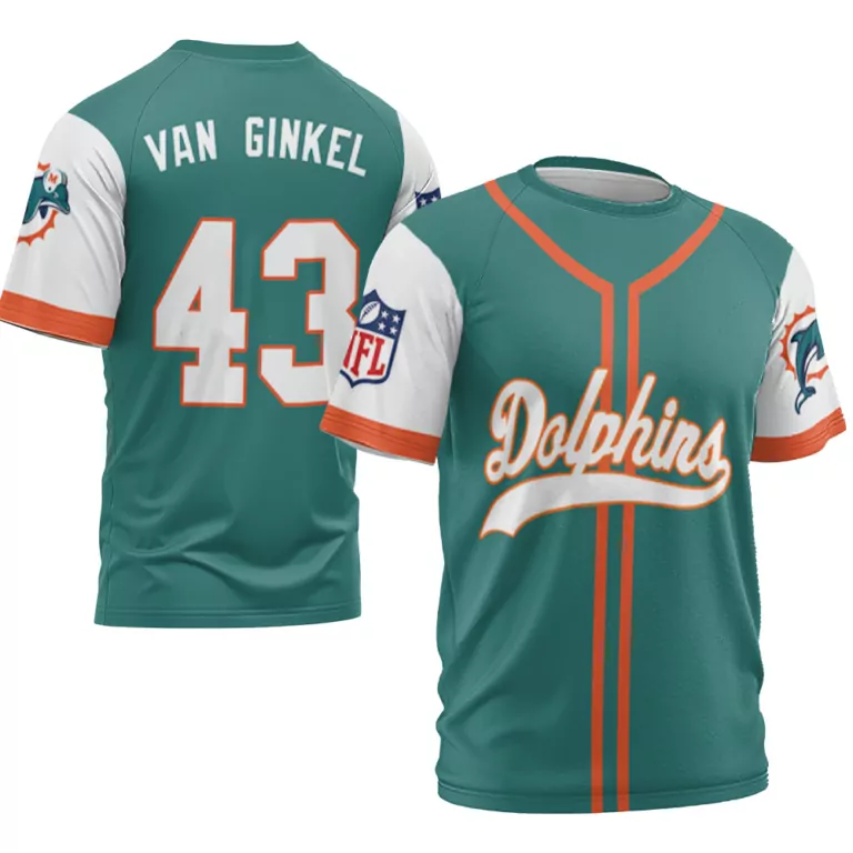 Kevin Ginkel 43 Miami Dolphins Jersey Teal Men White Orange Throwback Alternate