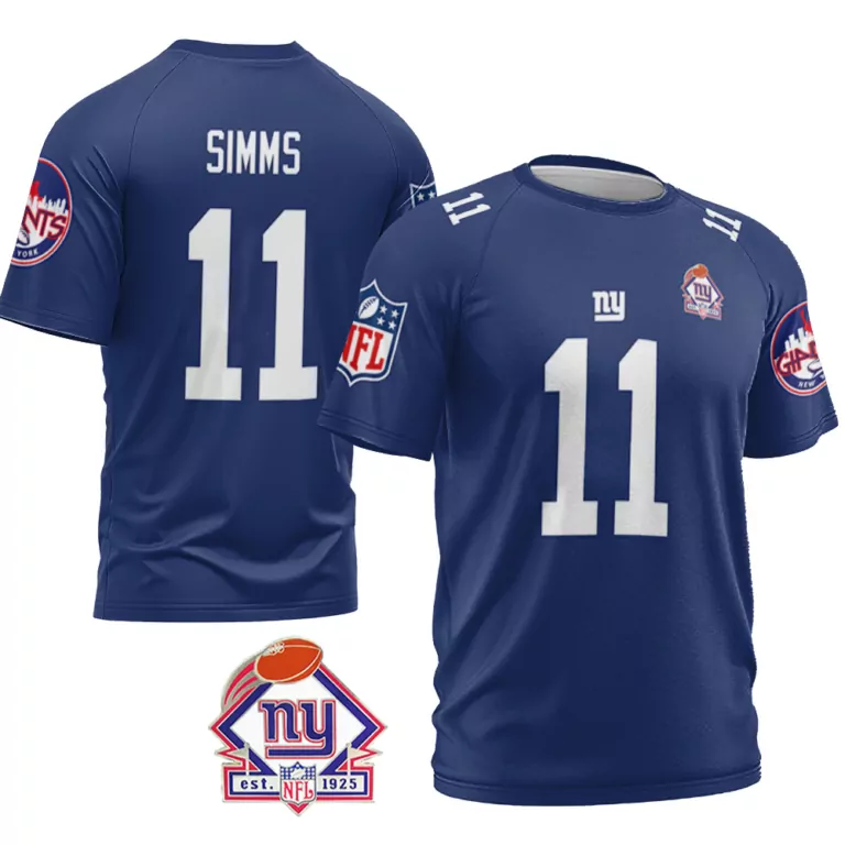 Phil Simms 11 New York Giants Jersey Blue Men White Vapor Limited