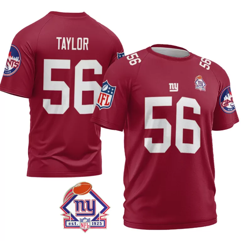 Lawrence Taylor 56 Jersey Red New York Giants Men White Blue Vapor Limited