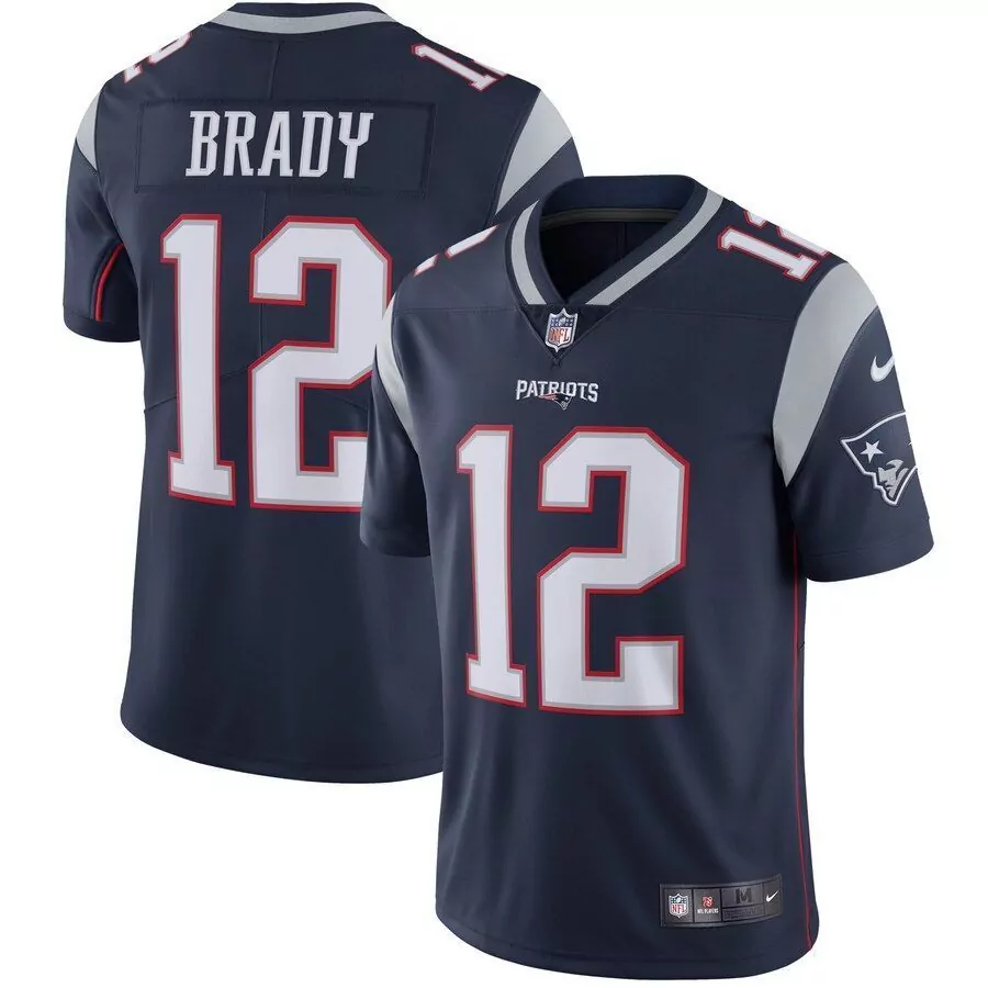 Tom Brady 12 Patriots Jersey Navy Men Silver Red Vapor Limited