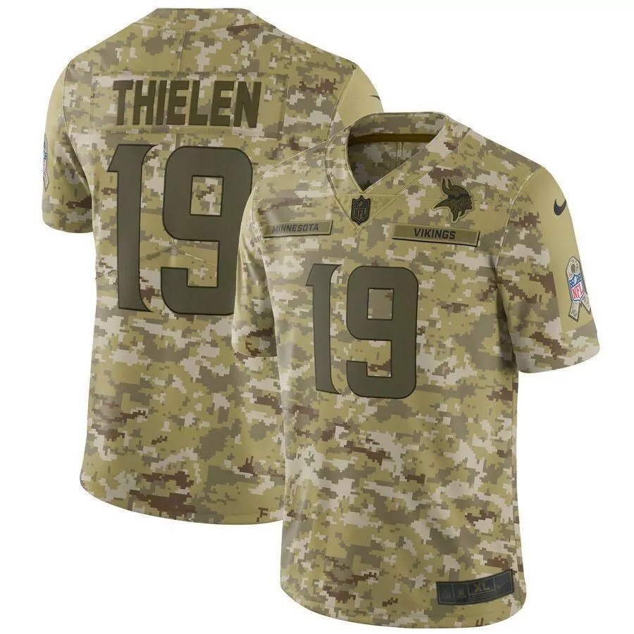 Adam Thielen 19 Minnesota Vikings Jersey Tan Men Digital Camouflage Olive Green Limited