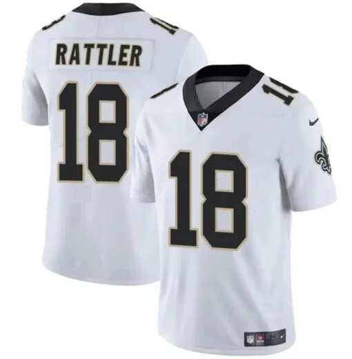 Spencer Rattler 18 Saints Jersey White Men Player Black Gold Vapor Limited Stitched