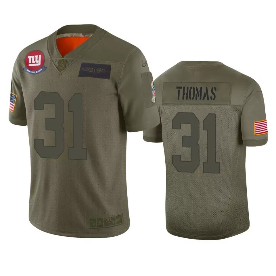 Michael Thomas 31 New York Giants Jersey Olive Green Salute To Service NY American Flag