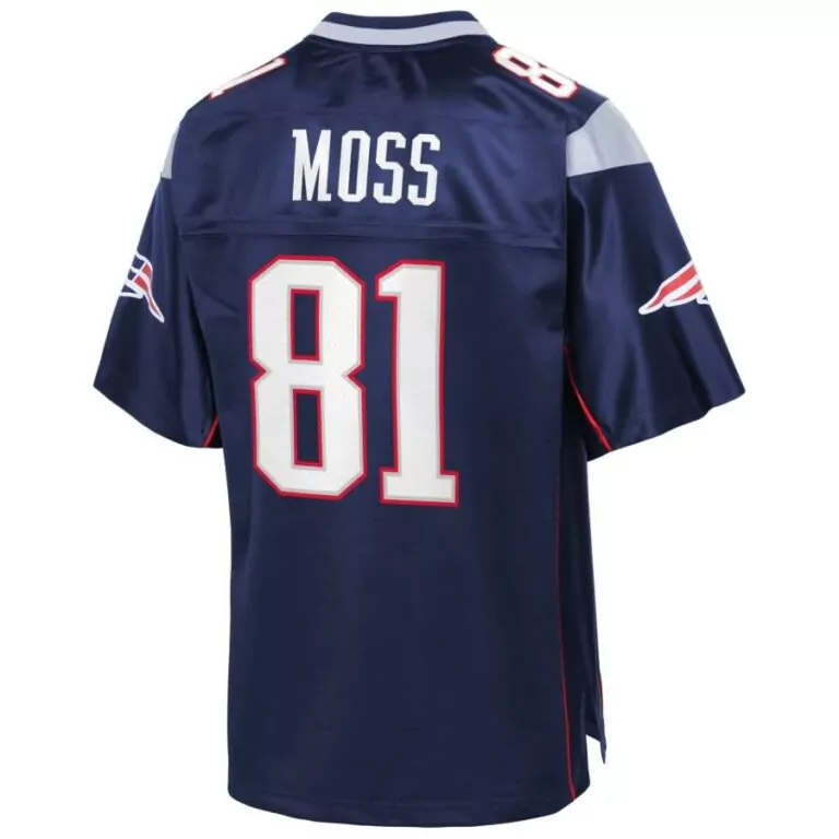 Randy Moss 81 Jersey Navy Blue New England Patriots Men Silver Red White Pro Retired