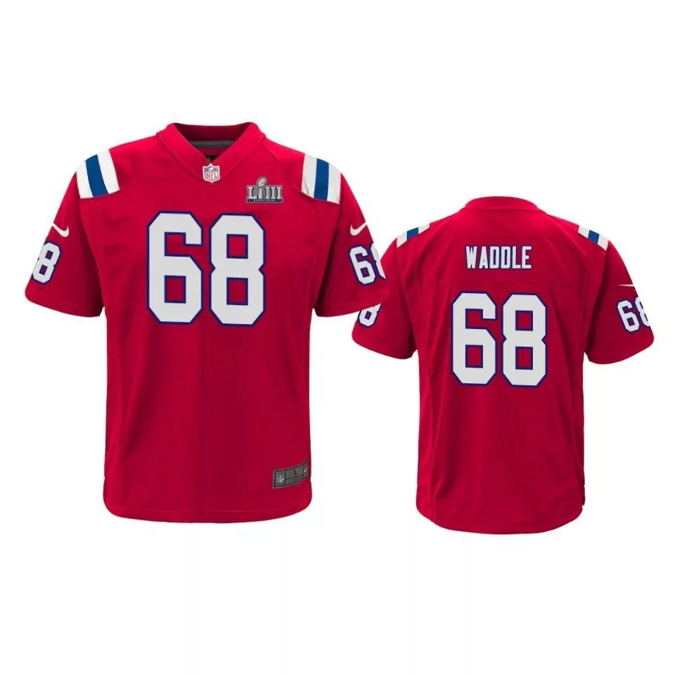 Jaylen Waddle 68 Jersey Red New England Patriots Super Bowl Liii Men NFL Blue White