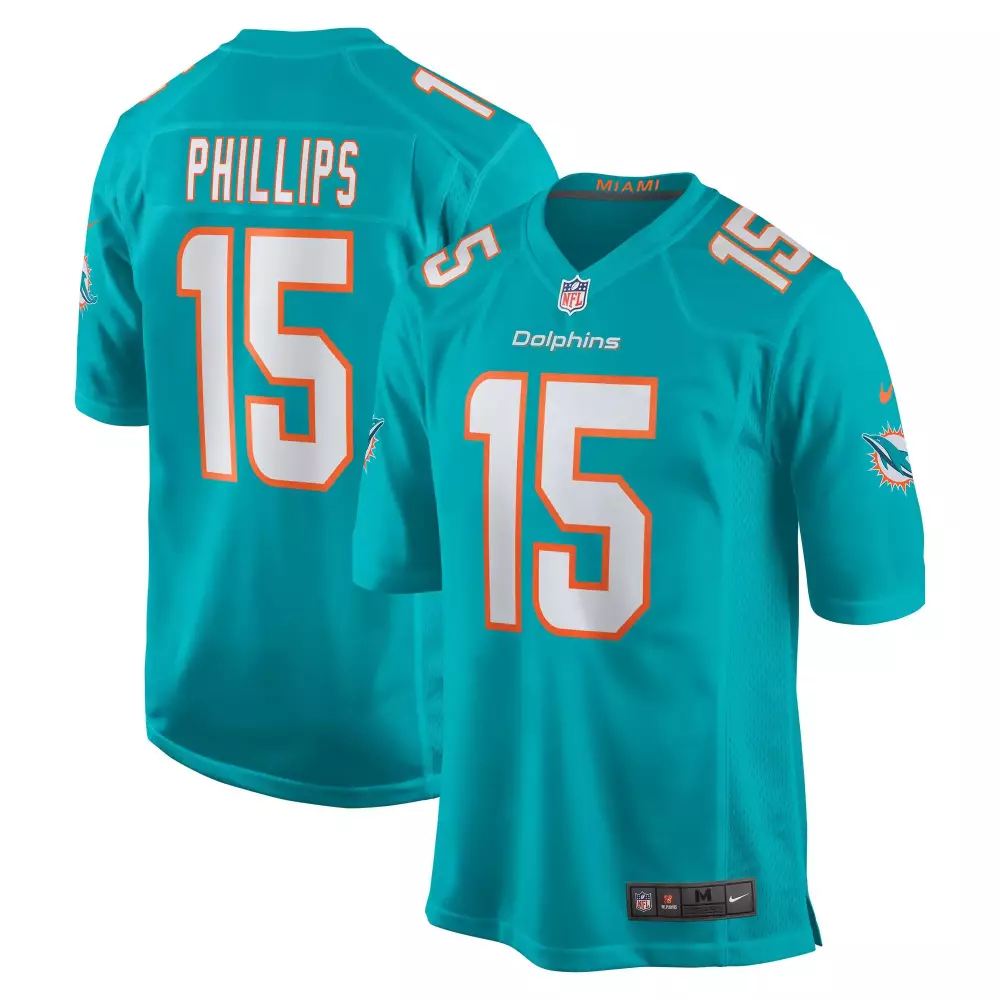 Jaelan Phillips 15 Miami Dolphins Jersey Aqua Men NFL Orange White Game