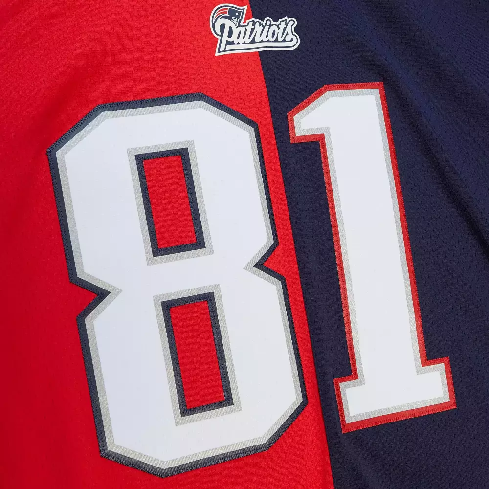 Custom Patriots 81 Jersey Red Split Navy Blue White Grey Legacy