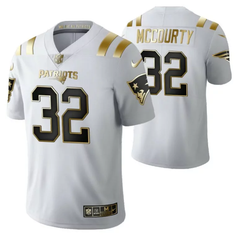 Devin Mccourty 32 Patriots Jersey White Men Authentic Alternate Gold Black