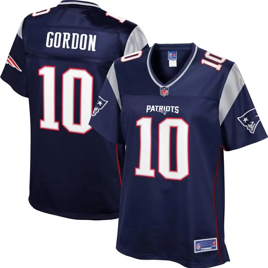Josh Gordon 10 Jersey Navy Blue New England Patriots Men NFL Silver White Red Pro