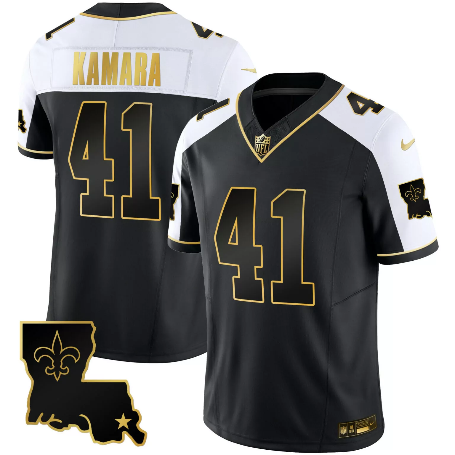 Alvin Kamara 41 Jersey Black City Connect New Orleans Saints Louisiana Shape Fleur-de-lis