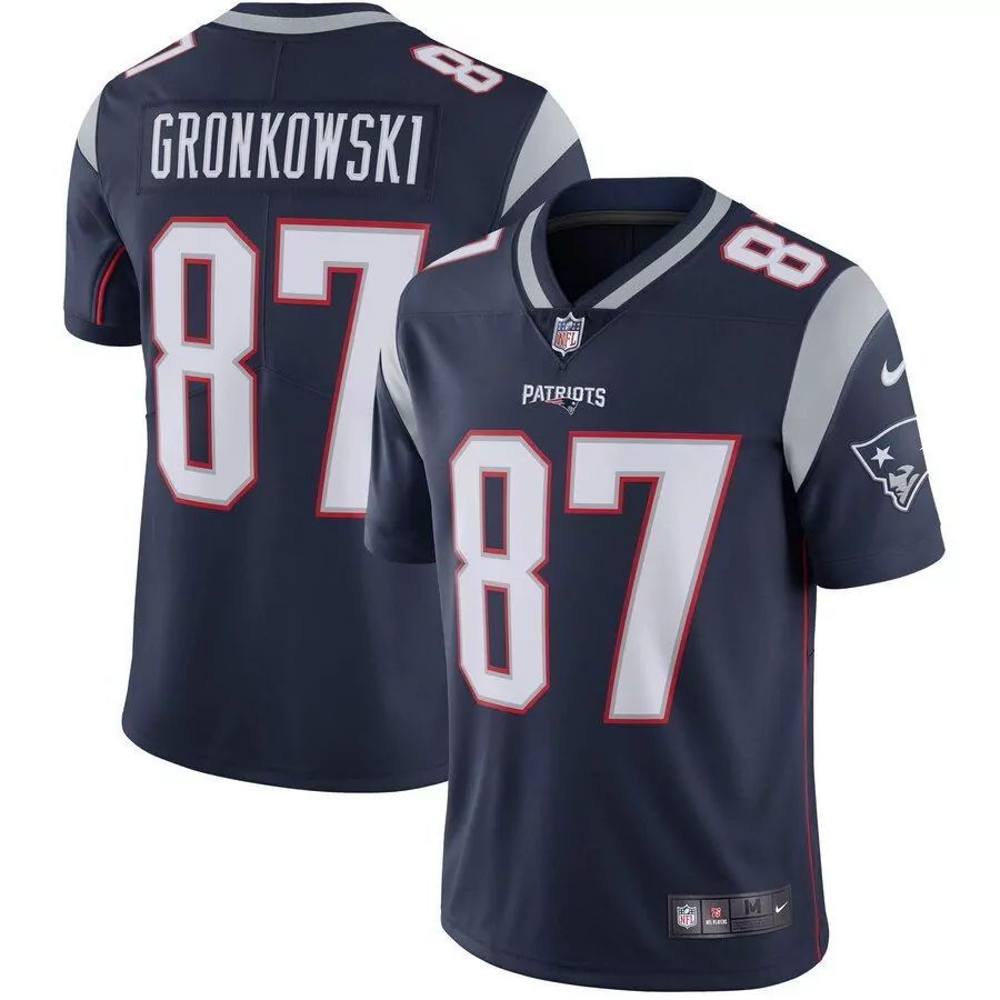Rob Gronkowski 87 Patriots Jersey Navy Blue Men Short Sleeve Red White Gray Vapor