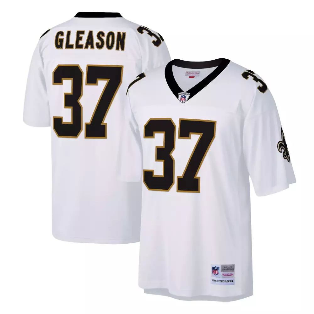 Steve Gleason 37 Jersey White New Orleans Saints Equipment Mitchell Ness Men Replica