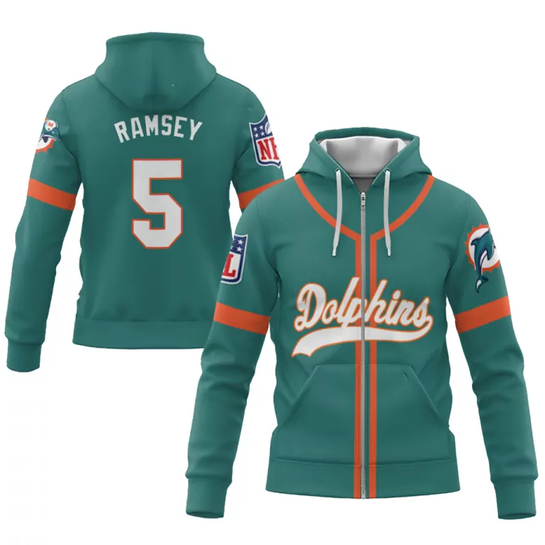 Jalen Ramsey 5 Miami Dolphins Jersey Teal Men Hoodie Orange White Throwback